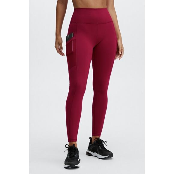 Fabletics Power Hold Maroon Red Athletic Leggings Women's - Picture 1 of 7